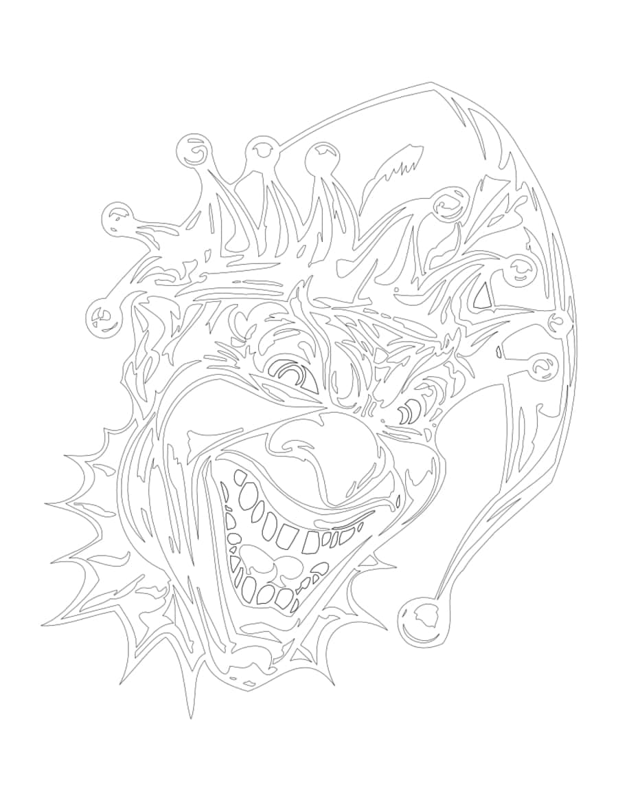 Clown Tattoo Bw Coloring Pages Free Vectors